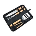 thumbnail image 1 of serony Hiking Barbecue Cooking Tools Grilling Stainless Steel BBQ Fork Set Washable Portable Backpacking Picnic with Storage Bag 4PCS/Set, 1 of 8