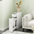 thumbnail image 3 of Giantex Freestanding Bathroom Floor Cabinet, Small Storage Cabinet W/2 Drawers, Wooden Narrow Organizer, Side Cabinet for Bathroom, Kitchen, Living Room, White, 3 of 8