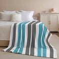 thumbnail image 2 of Throw Blanket for Couch Gray Blue Soft Fleece Flannel Blankets Cozy Lightweight Blanket for Home Sofa Living Room Stripe Bed Throws 30" x 40", 2 of 9