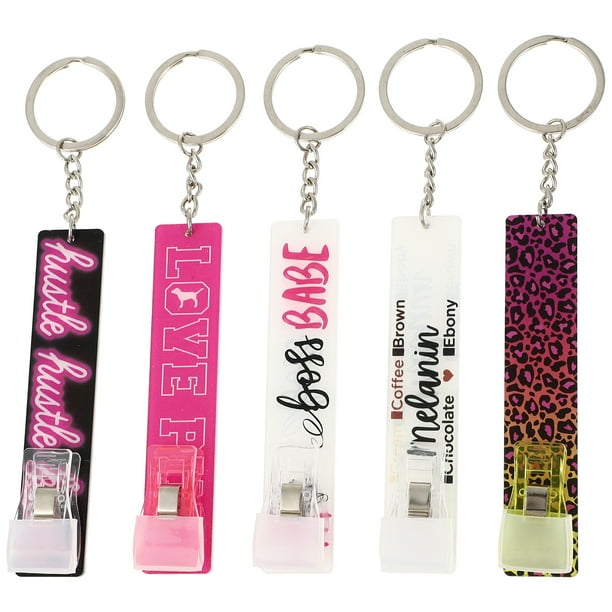 GOOHOCHY Cadenas de llaves de las tarjetas de 5pcs para largas uñas falsas Tarjeta de crédito Tiradores de clip
