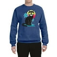 thumbnail image 2 of Cool California Beach Kitten Silhouette Sun Cat | Mens Cat Lover Crewneck Graphic Sweatshirt, Vintage Heather Blue, Medium, 2 of 4