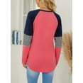 thumbnail image 2 of TEMOFON Womens Sweatshirts Fashion Crewneck T Shirts Color Block Tunic Tops Casual Winter Striped Long Sleeve Shirts, 2 of 5