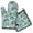 Colorful Mushroom Decor, variant on Colorful Mushroom Decor Teal Pattern Kitchen Oven Mitt and Pot Holder Sets 2 Pcs for Baking, Cooking and Grilling, Heat Resistant Up To 392 °F