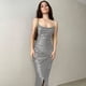 thumbnail image 4 of Vestido de tirantes de corte bajo de satén sedoso para mujer, vestido largo sin espalda, Sexy, informal, dobladillo dividido, cintura alta, ajustado, nuevo, 4 of 5