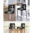 thumbnail image 5 of Halloween Skeleton Bar Stool Covers Set of 4, Fall Spooky Horror Skull Black Stretch Washable Bar Chair Covers with Backs, Removable Pub Counter Height Chair Cover for Kitchen Dining Room Cafe, 5 of 7