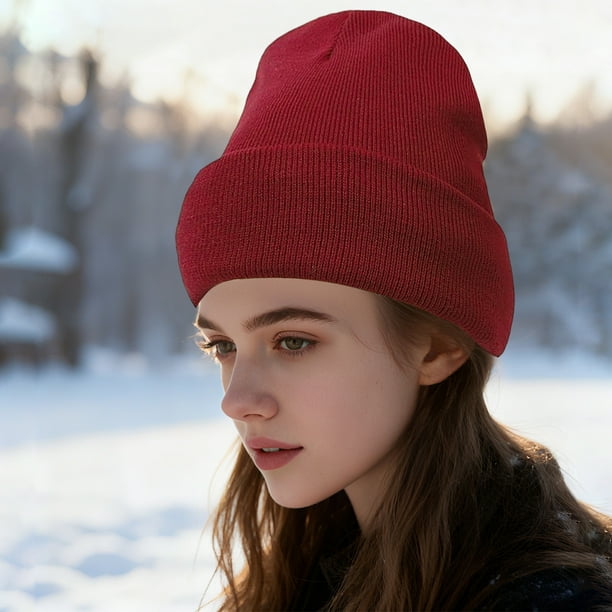 Sombrero de Lana de Poliéster Gorro de Tejido Cálido Del Pelo Protector de las Mujeres