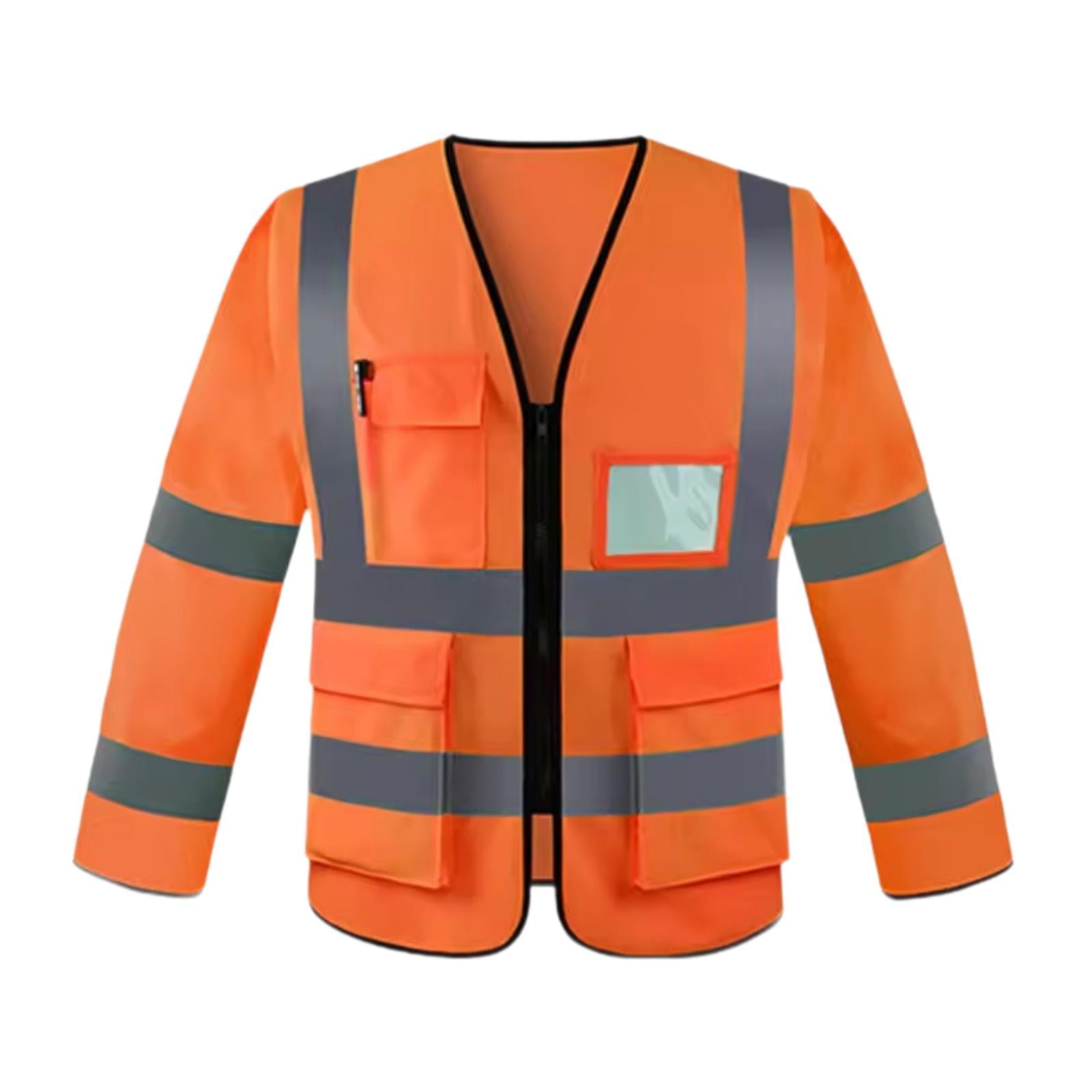 Reflective Safety Vest Long Sleeved High Visibility Lightweight Cloth for Construction Workers Outdoor