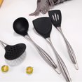 thumbnail image 2 of Juego de utensilios de cocina de silicona de 4 piezas con mango hueco de acero inoxidable: cuchara sopera, cuchara coladora y cucharón, 2 of 4