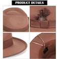thumbnail image 2 of BadPiggies Fedora Hat for Men and Women Short Brim Roll Up Cowboy Hats with Feathers (Khaki), 2 of 9