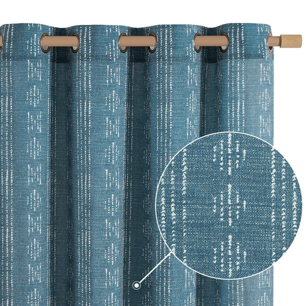 Cortinas Jinchan Boho Estilo Rústico Azul 230 cm de Largo 2 Paneles