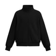 thumbnail image 4 of Mitankcoo Girls Full‑Zip Jacket Stand Collar Raglan Sleeve Sweatshirt Coat with Thumb Holes & Pockets Casual Loose Outerwear, 4 of 8