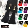 thumbnail image 1 of Femmes Mode Boucles d'Oreilles Bohème Bijoux Long Pompon Frange Boho Crochet Goutte Dangle, 1 of 5