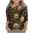thumbnail image 2 of Xdegoge Girls Halloween Shirts Print Long Sleeve Watercolor Graphic Tees Crewneck Fall Casual Pullover Holiday Festival Clothes, 2 of 6
