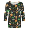 thumbnail image 3 of DPTALR T-shirt Imprimé pour la Saint-Patrick pour Femmes, Manches 3/4 Mi-Longues, Col Rond, Décontracté, 3 of 4