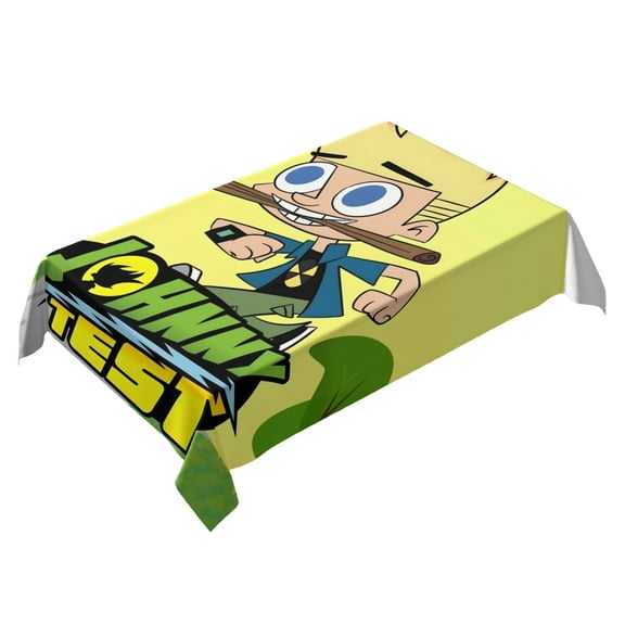 Johnny Test-theme square tablecloth has an iconic print, fits most tables, and is easy to care for perfect gifts for fans friends and family，55" x 71"（140*180cm）