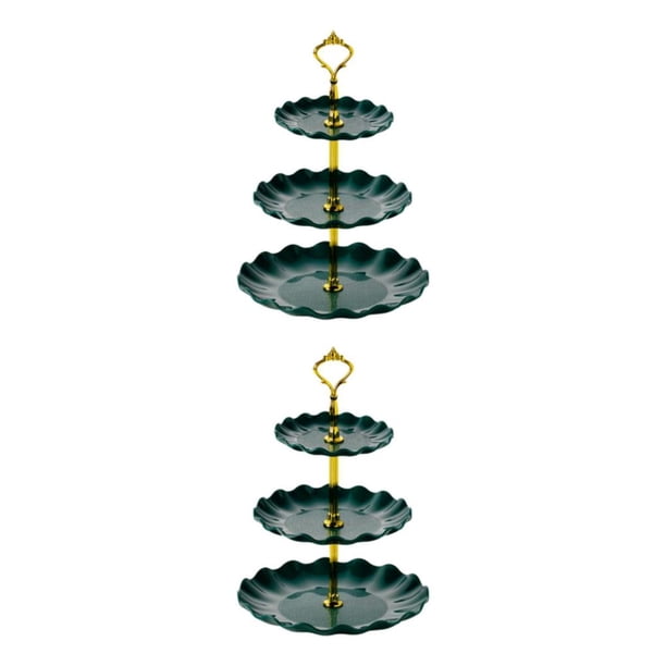 Ounissouiy Bandeja de almacenamiento Torre de postre Postre de dulces Almacenamiento de autoayuda para el hogar Verde oscuro Verde oscuro 2Conjunto