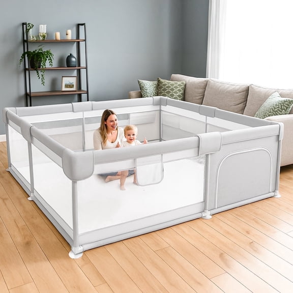 DaPlug Baby Playpen, 51 x 51 inch Indoor & Outdoor Toddler Play Yard Fence for Boys Girls, Gray