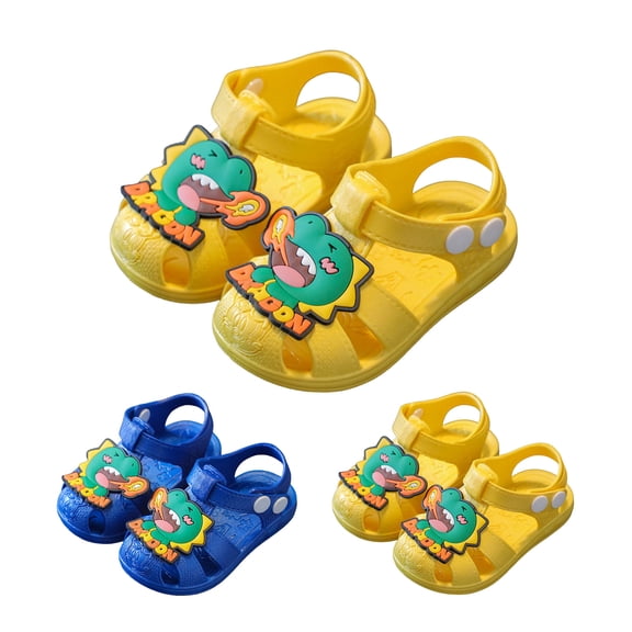 WUANDIXFA Boys Girls Sandals Toddler Lightweight EVA Water Shoes Kids Closed Toe Fisherman Sandals Summer Beach Sports Shoes Outdoor (Yellow, 4)