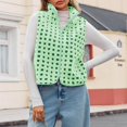 thumbnail image 5 of Breezora Women's Checkered Waistcoat Plush Zip Up Sleeveless Jacket Cozy Winter Casual Outerwear for Daily Wear S Size Green, 5 of 7
