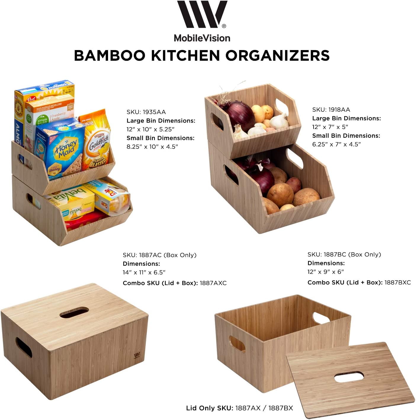 Bamboo Storage Box, 14x11x6.5 Inches  Bin with Handles Stackable Organizer for Toys Bedding Clothes Baby Essentials Arts Crafts Closet Office Shelf