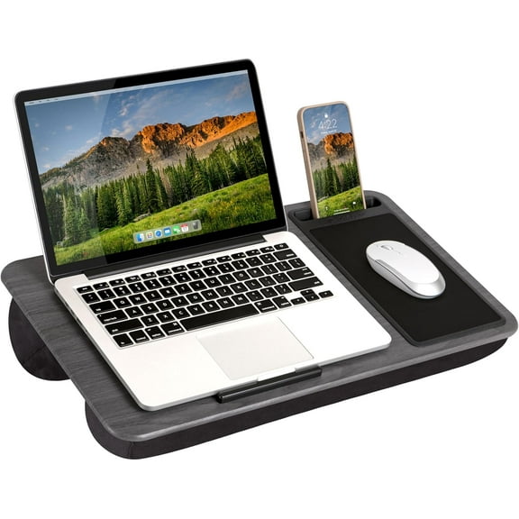 Home Office Pro Lap Desk with Wrist Rest, Mouse Pad, and Phone Holder - Black Carbon - Fits up to 15.6 Inch Laptops - Style No. 91598