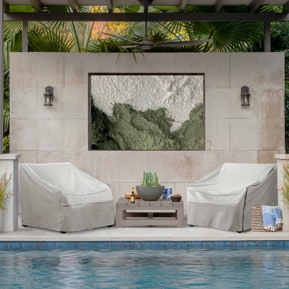Phantoscope 2-Piece Waterproof Outdoor Patio Chair Covers, Weather-Resistant Furniture Protectors, Light Gray