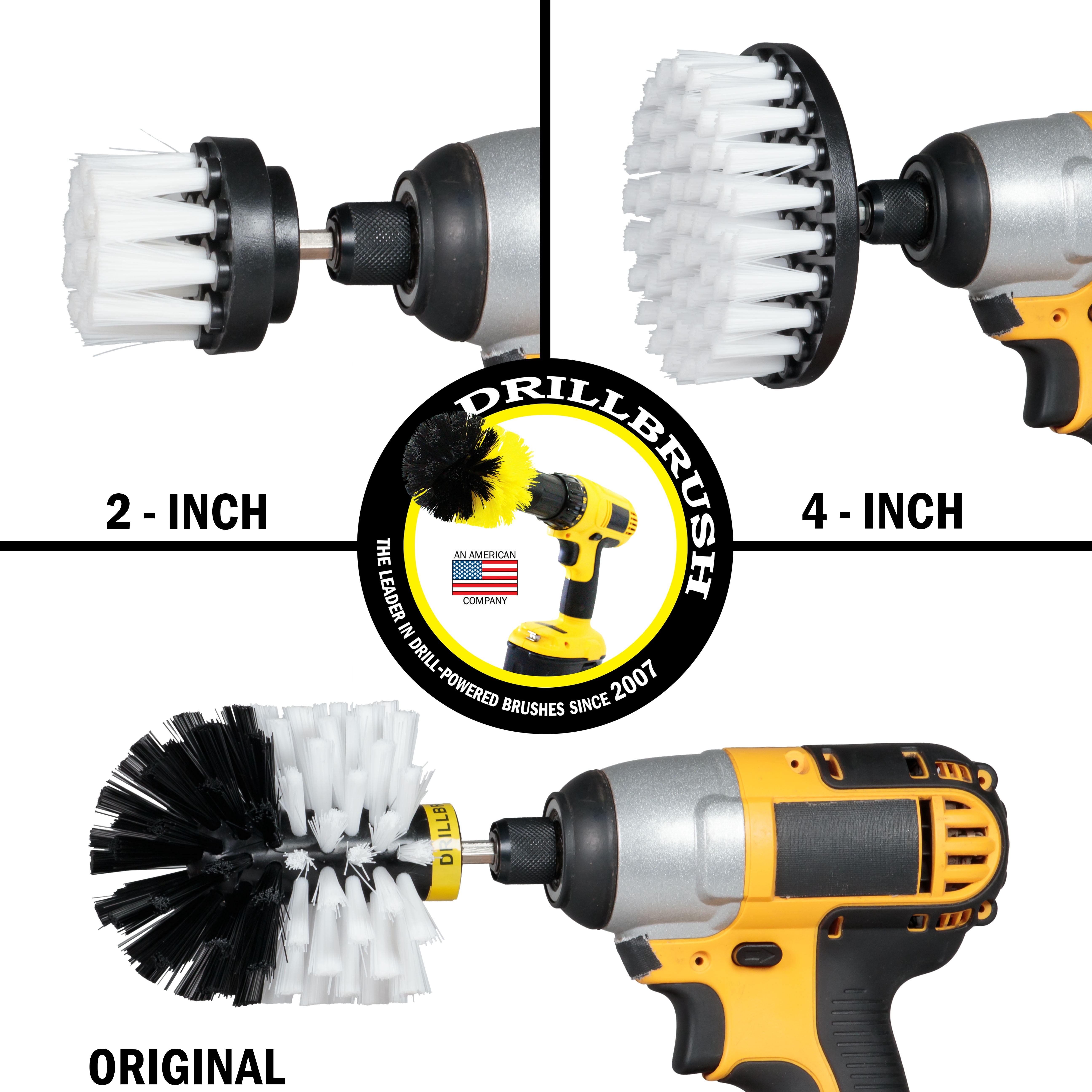 Drillbrush Car Detailing Kit Interior Cleaner Brush Set - 3 Piece Drill Brush Cleaning Tool Attachment Kit for Cleaning Furniture, Carpet, Chairs, Shower Door Glass – Drill Brush Wheel Cleaner Kit