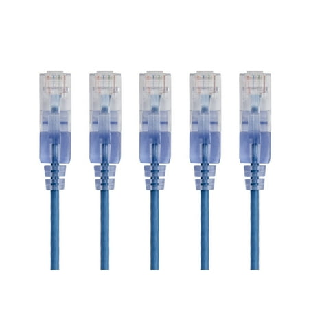 UPC: 0889028069325 | Monoprice Cat6A Ethernet Patch Cable – 2 Feet – Blue | Network Internet Cord – (5 Pack) RJ45  Stranded  UTP  Pure Bare Copper Wire  30AWG – SlimRun Series