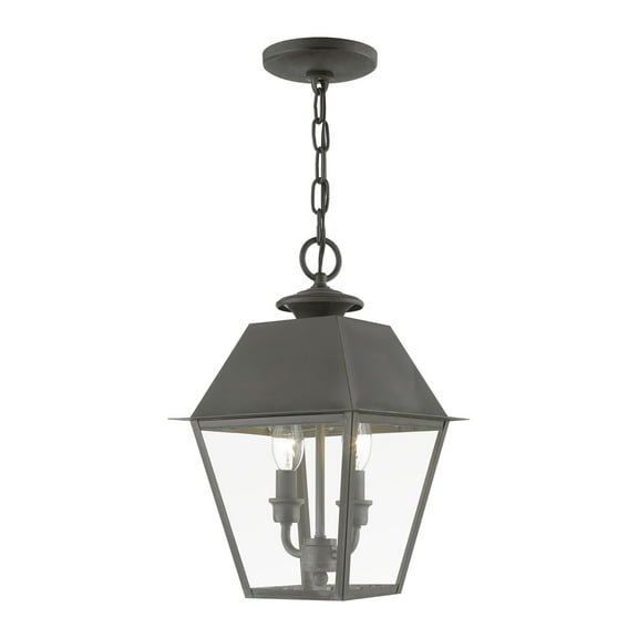 27217-61 Livex Lighting Wentworth - 2 Light Medium Outdoor Pendant In Classic Style-15 Inches Tall and 9 Inches Wide-Charcoal Finish