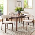 thumbnail image 1 of MALOL Wooden Dining Chairs Set of 4, Modern Fabric Upholstered Kitchen Side Chairs, Farmhouse Dining Room Chair Thick Padded with Foot Pegs, Beige, 1 of 11