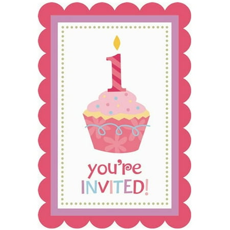 1st birthday sweet lil cupcake girl invitations w envelopes