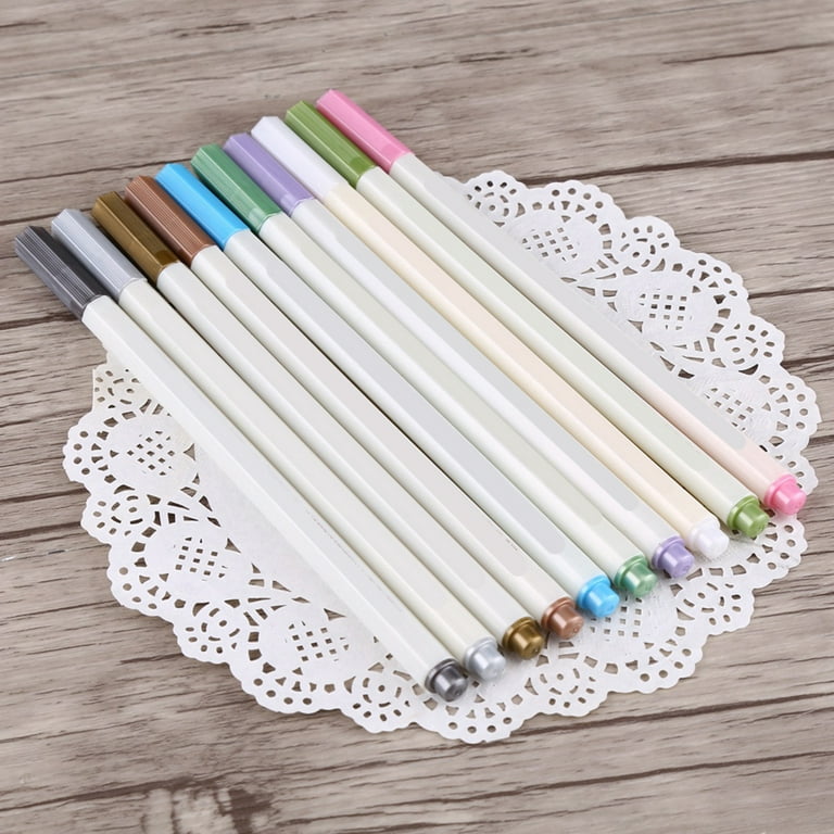 OTVIAP New 10Pcs Album Photo Metallic Color Marker Pens Colorful Ink DIY  Scrapbook Card Making , Metallic Pens,Color Pen