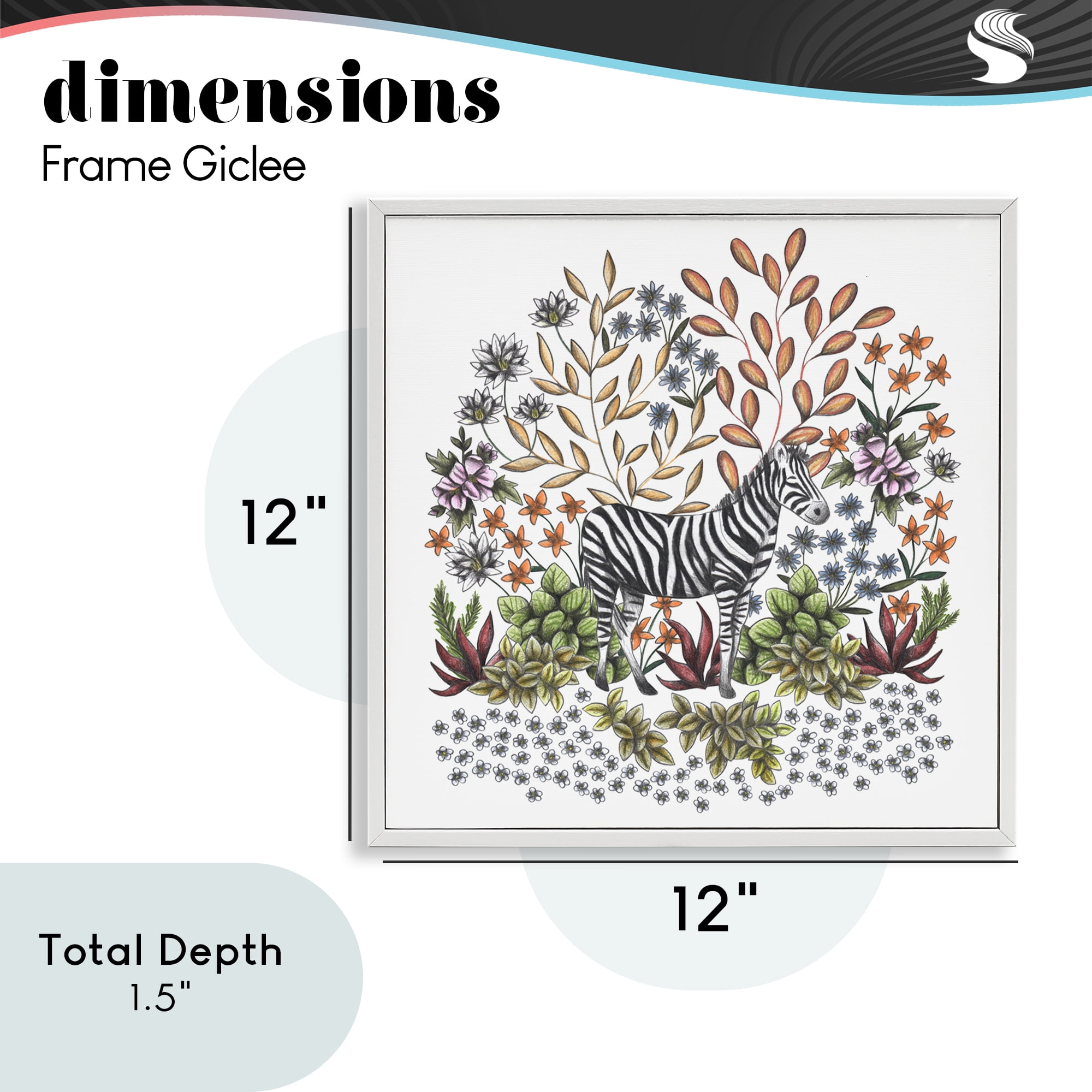 Jungle Wildlife Zebra White Framed Giclee Art, design by Cecilia Battaini
