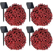 4-PCS RELIGHTABLE Red Solar Outdoor String Christmas Lights 36Ft 100 LED Patio Lighting Yard Gazebo Party Wedding Tents Porch Xmas Garden Backyard Tree Decorations Balcony Decor Lights 100RX4