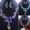 thumbnail image 4 of Necklace Earrings Set Butterfly Fashion Wedding Necklace Rhinestone Earrings, 4 of 10