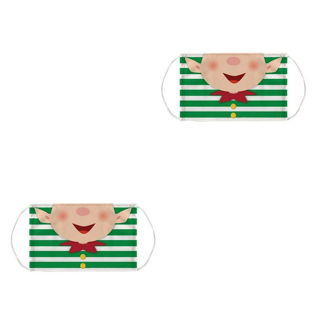 Transemion Christmas Themed Dust Mask Breathable Polyester Printing Face Mask with Elastic Ear Rope Type 4 Pattern 2 2Set