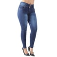 thumbnail image 2 of Fashion2Love Women's Juniors Colombian Design Butt Lift Push Up Mid Waist Skinny Jeans, 2 of 9