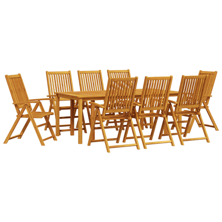 vidaXL 9 Piece Garden Dining Set Solid Acacia Wood Foldable