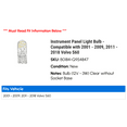 thumbnail image 2 of Instrument Panel Light Bulb - Compatible with 2001 - 2009, 2011 - 2018 Volvo S60 2002 2003 2004 2005 2006 2007 2008 2012 2013 2014 2015 2016 2017, 2 of 2