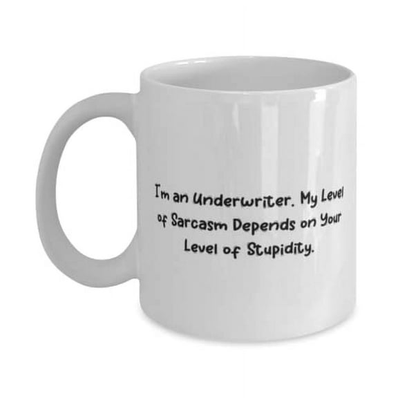 I'm an Underwriter. My Level of Sarcasm Depends on Your Level. 11oz Mug, Underwriter Present From Boss, Inspirational Cup F Men Women