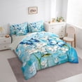 thumbnail image 2 of Erosebridal Boys Girls Blue White Butterflies Twin Bedding Sets 7-Piece,Gradient Watercolor Flowers Bedding Comforter Set For Teens Adults,Grey Reversible, 2 of 6