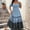 Blue5, variant on Women's Boho Maxi Dress, Square Neck Short Sleeve Tiered Puff Sleeve Plus Size Flowy, Casual Summer Vacation Beach Resort Party Outfit Green L