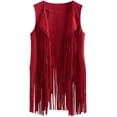 thumbnail image 3 of Chalecos con flecos para mujer, trajes de vaquera Nashville para mujer, borlas de gamuza sintética, ropa Hippie de los años 70, chaqueta de campo occidental con frente abierto, 3 of 5
