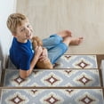 thumbnail image 3 of SussexHome Tetra Design 9" X 28" Stair Treads - 70 % Cotton Anti-Slip Carpet Strips for Indoor Stairs-Easy to Install Stair Treads with Double Adhesive Tape-Safe, Extra-Grip, 13-Pack-Maroon, 3 of 9