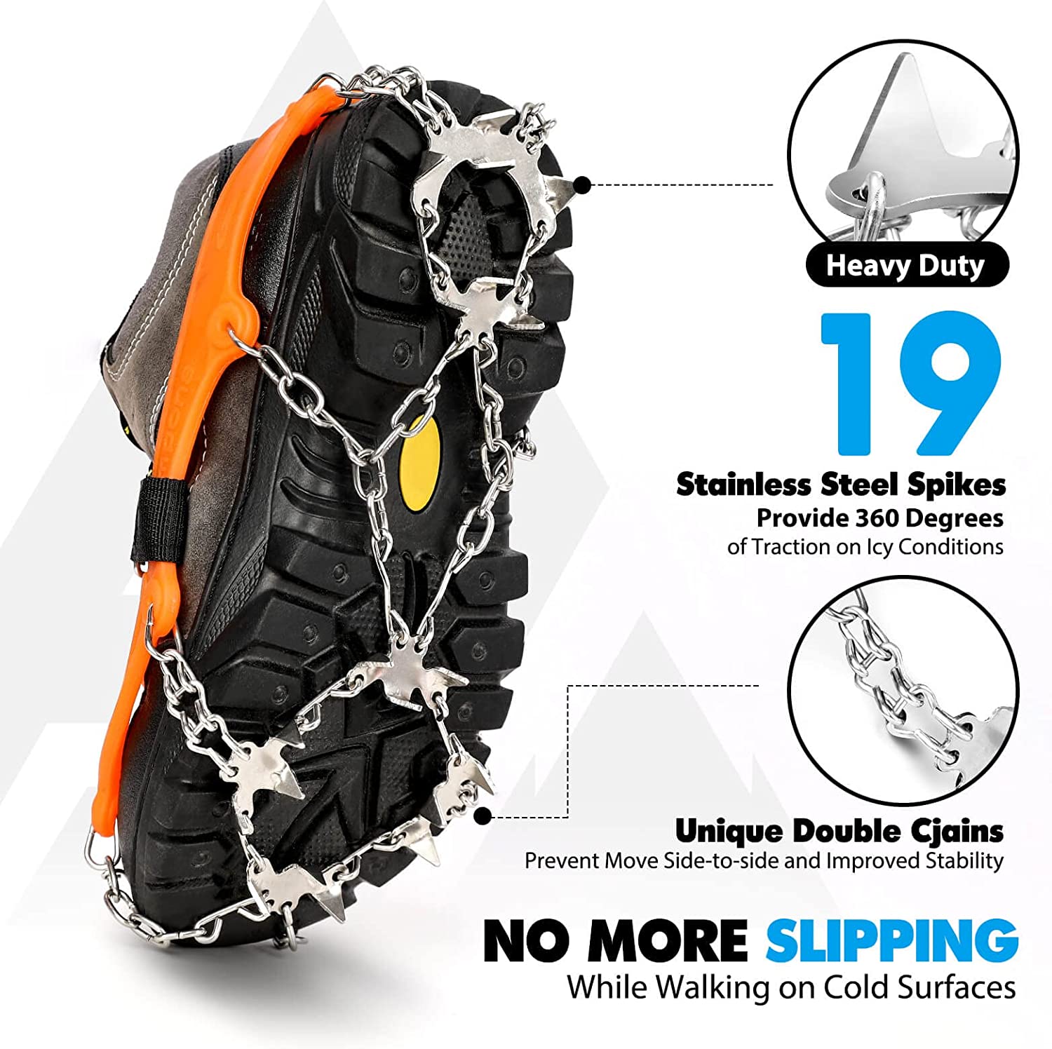 Crampons Anti-dérapants Pour Glace Et Neige - Griffes D'hiver Avec 30 Pointes En Acier, Pour Chaussures, Randonnée Et Trottoirs Glissants