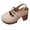 Beige, variant on Womens Platform Chunky High Heels Mary Jane Mules Sandals Summer Fall Trendy Casual Buckles Leather Closed Toe Block Heeled Slingback Dressy Footwear with Back Straps Beige Size 8