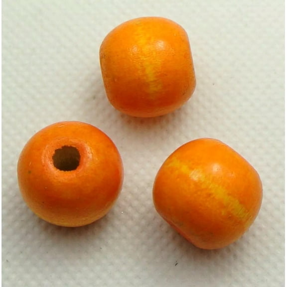 EOEMY 50 Orange Round Wood Beads 16mm~Large Wooden Beads