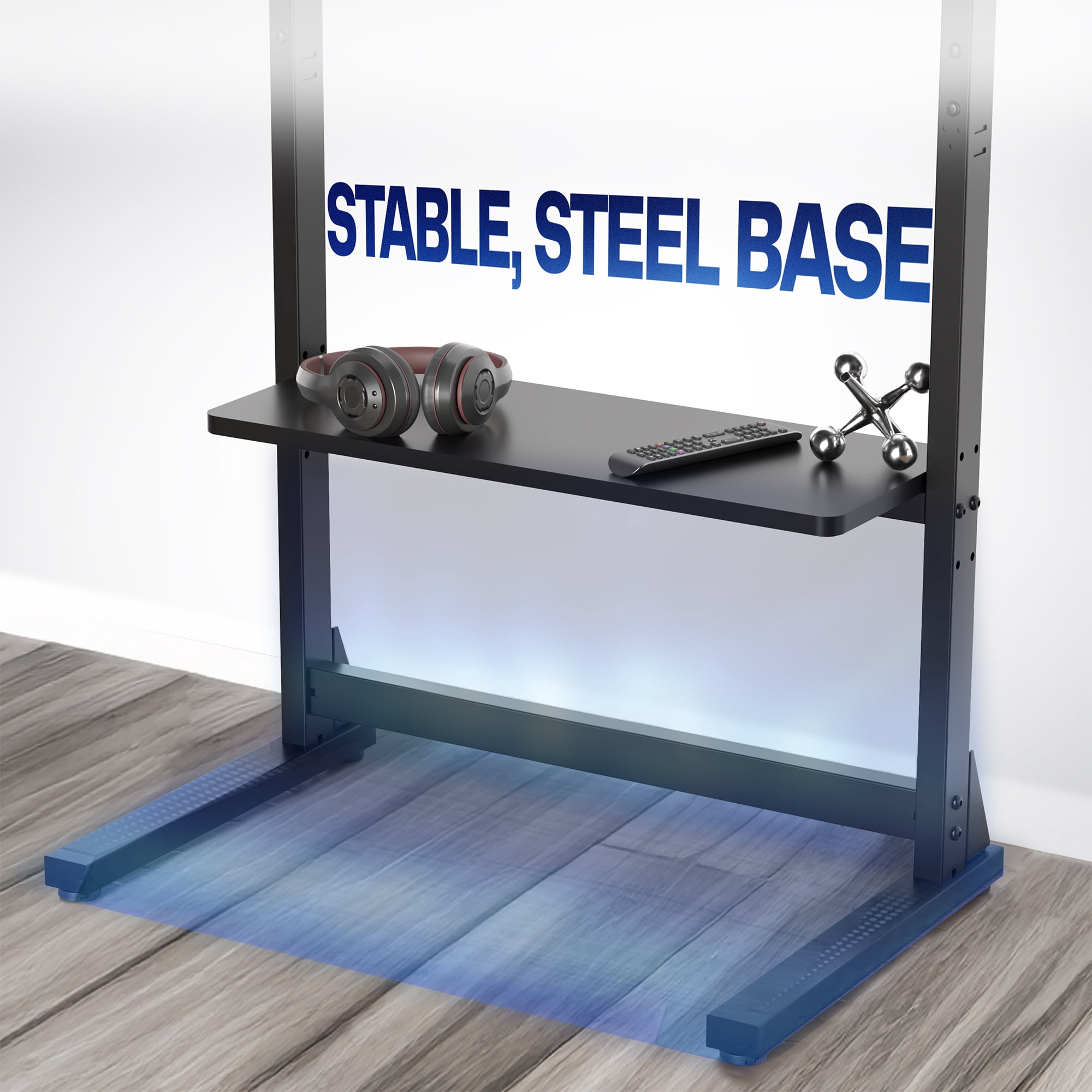 VIVO Black Heavy Duty 100" TV Screen Floor Stand with Storage Shelf