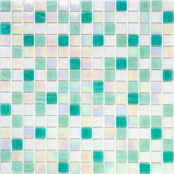 Mingles 12 in. x 12 in. Glossy White and Green Glass Mosaic Wall and Floor Tile (20 sq. ft./case) (20-pack)
