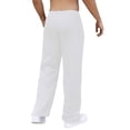thumbnail image 4 of Domuza Men's Y2k Graphic Baggy Sweatpants Wide Leg Striped Open Bottom Drawstring Sweatpants with Pockets White M, 4 of 4